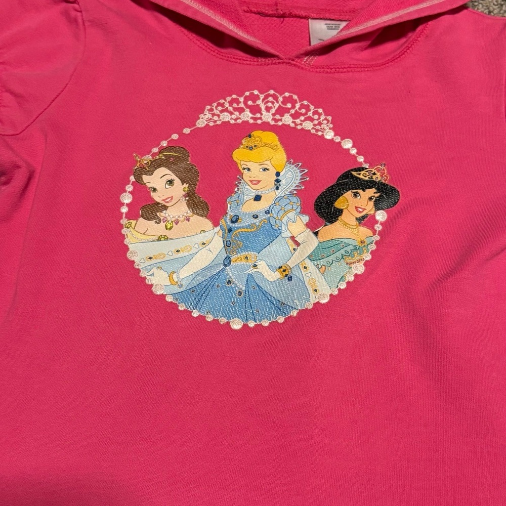 Disney Princess Hoodie Shirt Girls Size 4T Pink Layered Long Sleeve Belle Y2K - Picture 2 of 5